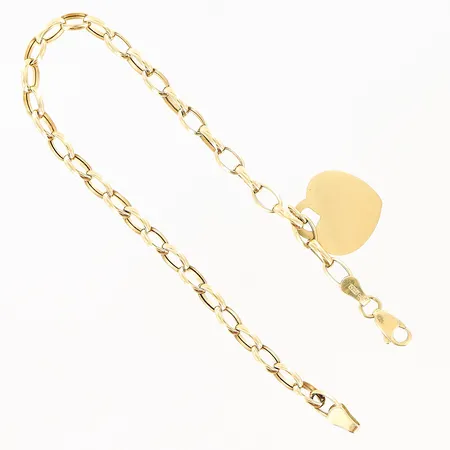 Armband Guldfynd med hänge hjärta, längd 18,5cm, bredd 4mm, 18K  Vikt: 4,7 g