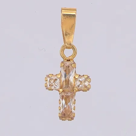 Hänge vita stenar kors 19mm, 18K Vikt: 0,5 g