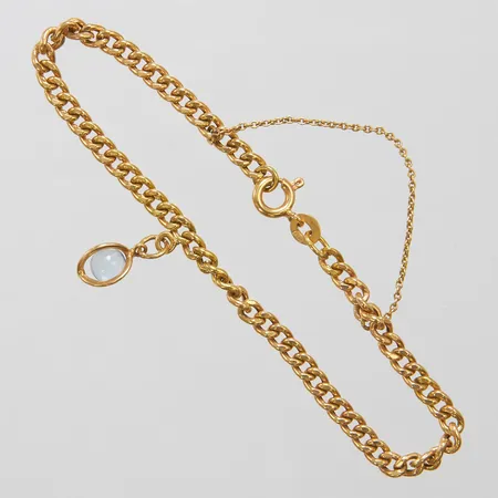 Armband Pansar ihålig längd: ca.17cm, bredd: 3,5mm, UnoAerre, integrerad berlock med blå syntetisk spinell, säkerhetskedja, 18K Vikt: 4,2 g