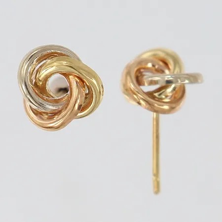 Ett par örhängen kringlor Ø7,8mm saknar snurrebussar tvåfärgat 18K. Vikt: 0,6 g