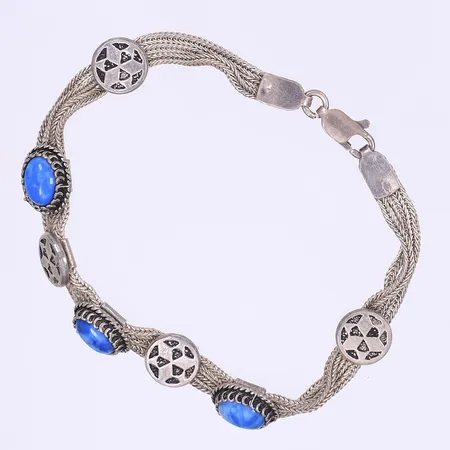 Armband med turkosa stenar längd 18cm bredd 5-9mm silver 925/1000 Vikt: 15,6 g