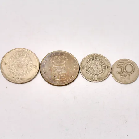 4st mynt i silver, 400/1000, 38,92g.