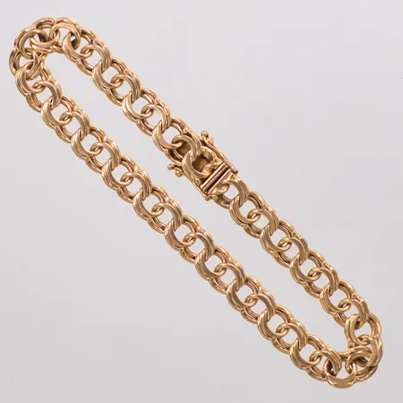 Armband Bismarck längd 20cm bredd 6,50mm kistlås Bengt Hallbergs guld AB 18k Vikt: 20,9 g