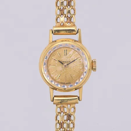 Damur Omega Ø17mm 18K manuell X-länkarmband bredd 6,6mm, fläckig urtavla, gravyr, 18K Vikt: 0 g