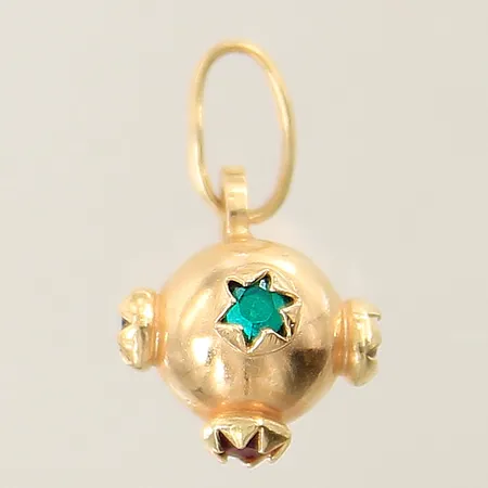 Hänge med färgade stenar 18x11mm 18K Vikt: 1,7 g