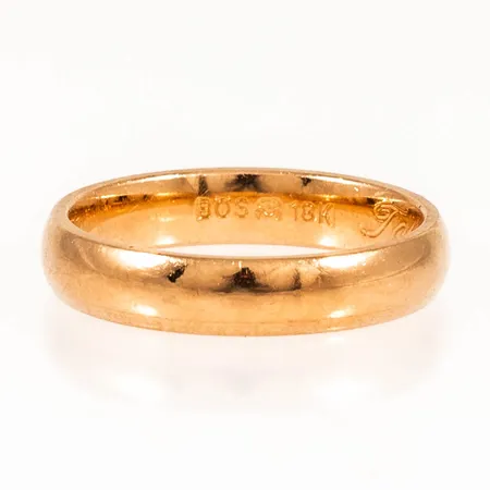 Ring slät stl:16¾ bredd 3,8mm, gravyr, 18K 4,4g.