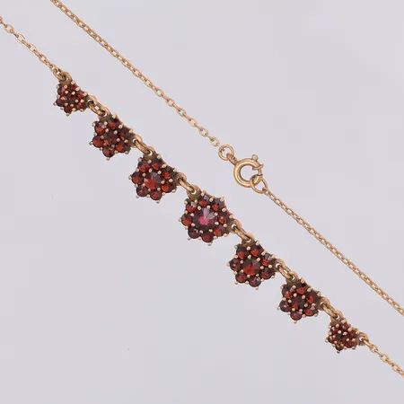 Collier granater 42cm doublé, saknar stämplar, 830/1000 silver Vikt: 6,4 g