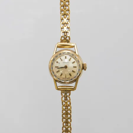 Damur Certina guld på stål manuell 18mm, armband X-länk i 18K, bruttovikt: 13,4g.