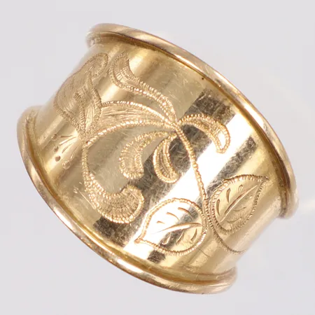 Ring med landskapsblomma, stl:17¼, bredd 5-15mm, 18K Vikt: 4,2 g