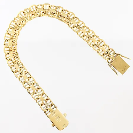 Armband X-länk med stav längd 19cm, bredd 10mm, 18K. Vikt: 23,7 g