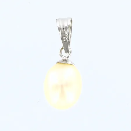 Hänge med pärla, vitguld, ca15mm, 18K Vikt: 0,6 g