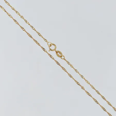 Kedja Singapore längd 40cm bredd 1mm 18K. Vikt: 1,1 g