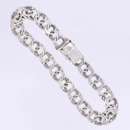 Armband Bismarck svenska stämplar 1965 längd 20cm bredd 9mm silver 830/1000 Vikt: 16 g