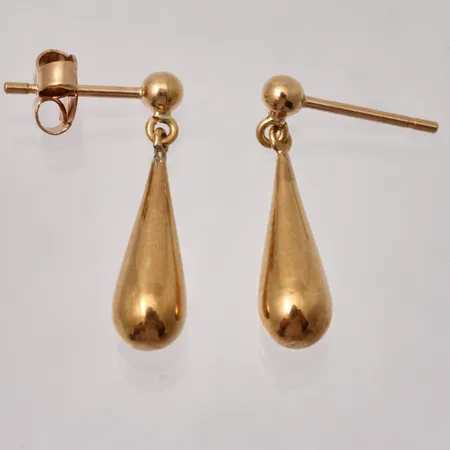 Örhängen droppar 5,3x21,6mm, 1st snurrebuss saknas, 18K, 1,31g.