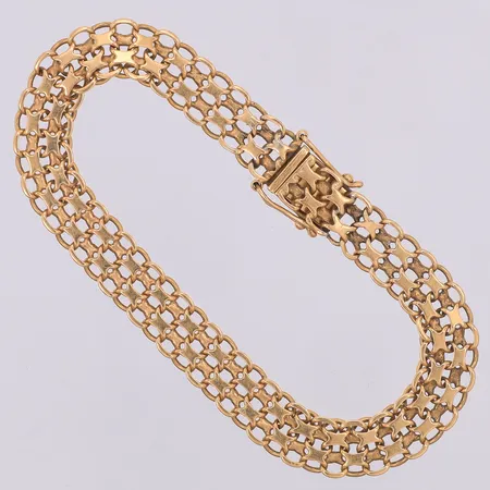 Armband X-länk 18,3cm bredd 8mm, Ädelsmycken AB år 1960, lite sliten, 18K Vikt: 12,7 g