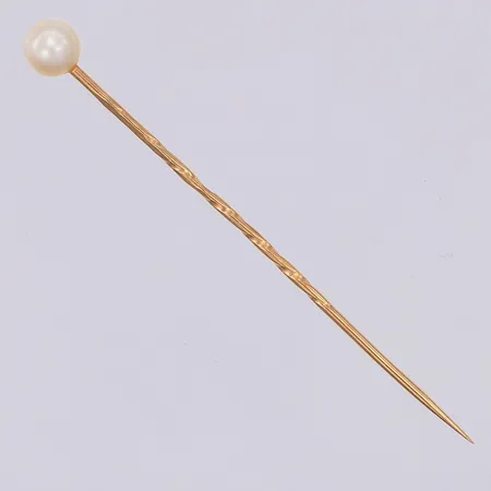 Nål odlad saltvattenpärla 50mm Beldas år 1966, 18K Vikt: 0,7 g