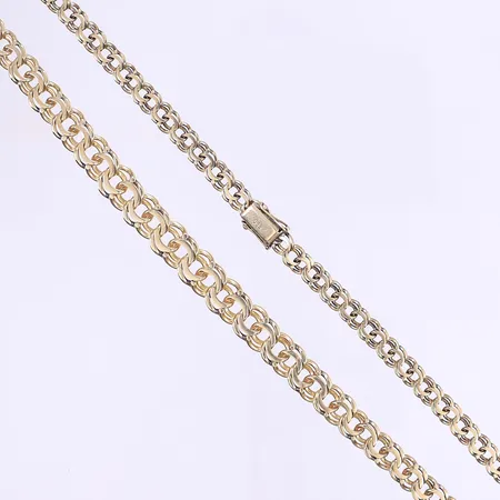 Halskedja doserad Bismarck längd 46cm bredd 6-10mm kistlås 14K Vikt: 33,5 g