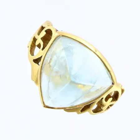 Ring med blå sten stl:17½, bredd 2-14mm, 18K Vikt: 6,5 g
