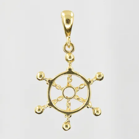 Hänge skeppsratt längd 25mm, Ø18mm, 14K. Vikt: 1,8 g