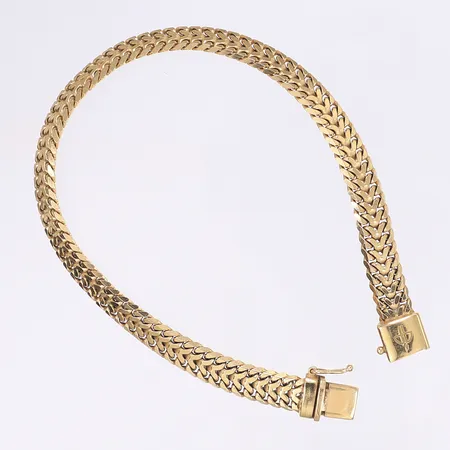 Armband Balestra fiskbensmönstrat längd 20cm bredd 7mm kistlås 18K Vikt: 20,4 g