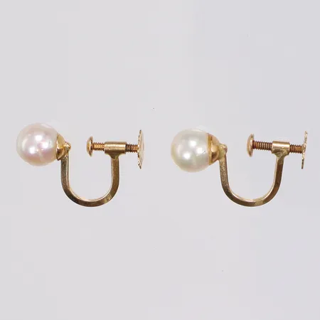 Ett par örhängen med 2 pärlor Ø6mm, skruvlås, 18K 2g Vikt: 2 g