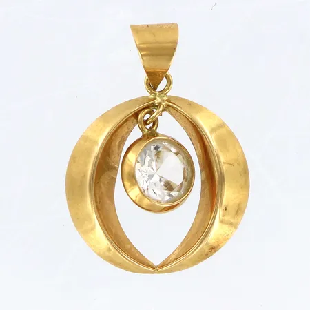 Hänge med vit sten, längd 20mm, bredd 17mm, 18K Vikt: 1,6 g