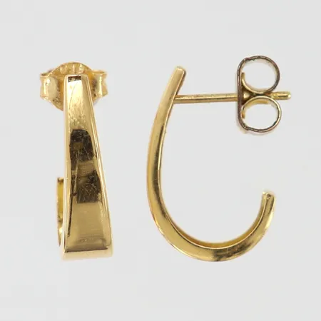 Ett par örhängen 14x4mm ihålig , en snurrebuss i metall, 18K. Vikt: 1 g