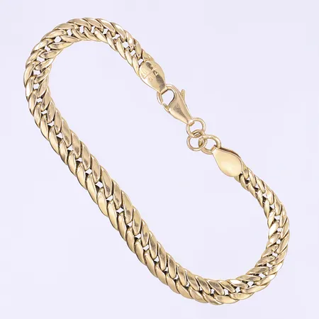 Armband pansarlänk doserad längd 19,5cm bredd 5-7mm 18K Vikt: 10,5 g
