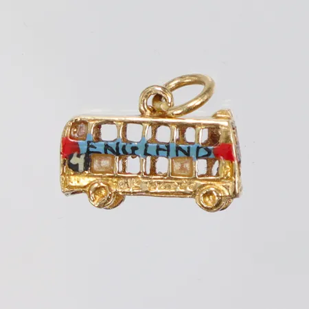 Berlock Buss med emalj, "England London" 14x7x5mm, 9K 1,5g Vikt: 1,5 g