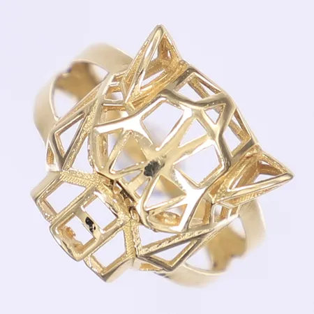Ring med dekor av tigerhuvud stl 18 bredd 2-15mm 18K Vikt: 4,2 g