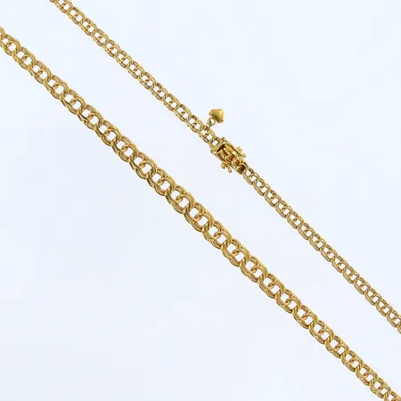 Collier Bismarck med hänge hjärta, längd: ca 43,5cm, bredd 4-6mm, NSE, 18K Vikt: 14,1 g