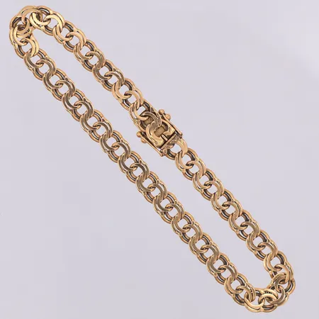 Armband Bismarck 19,8cm bredd 6mm, Vibergs år 1951, slitet, 18K Vikt: 11,2 g