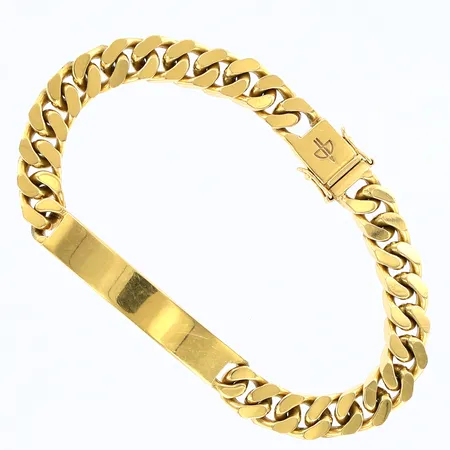 Armband Pansar med ograverad namnbricka, ca 21cm, bredd 88mm, Balestra 18K Vikt: 56,1 g