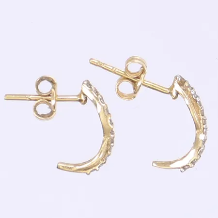 Ett par örhängen med vita stenar längd ca 11mm 18K Vikt: 0,9 g