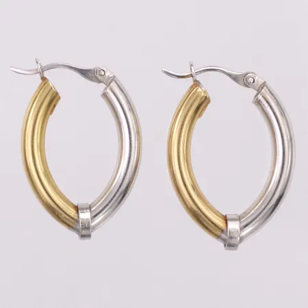 Örhängen tvåfärgade längd ca 26mm bredd 17mm 18K Vikt: 3,7 g