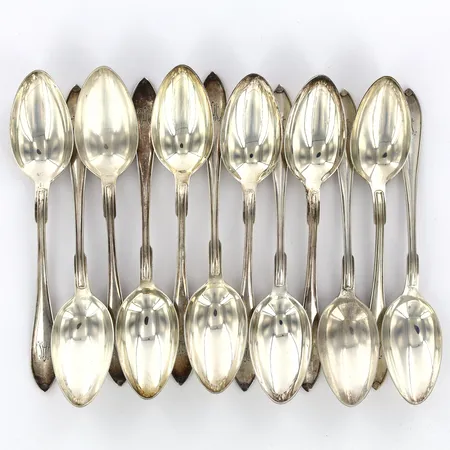 12 Matskedar med monogram, längd: 18,5cm, 830/1000 Silver Vikt: 521,9 g