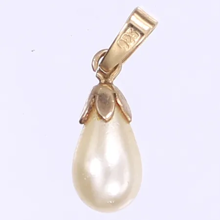 Hänge med imitationspärla längd 18mm bredd 5mm guldpläterat silver 925/1000 Vikt: 0,8 g