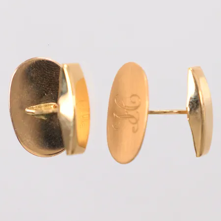 Ett par manschettknappar gravyr 2cm 18k Vikt: 7,2 g