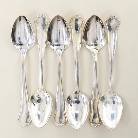 6 kaffeskedar 11,7cm silver 830/1000 Vikt: 75,6 g