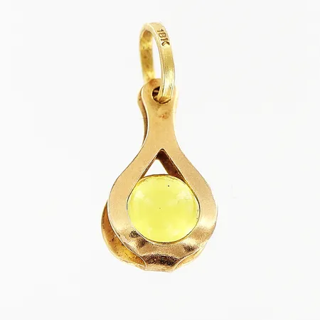 Hänge med gul sten längd 16mm, bredd 7mm, 18K Vikt: 0,6 g