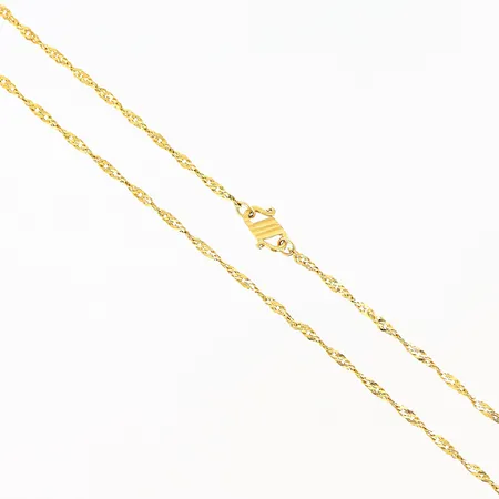 Kedja Singapore längd 60cm, bredd 1,5mm, S-lås, 22K  Vikt: 3,5 g