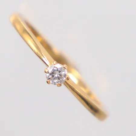 Ring diamant 1x0,10ct Guldfynd stl:17, 18k Vikt: 2,3 g