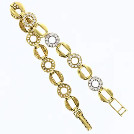 Armband vita stenar längd 17,5cm bredd 9,5 mm, 18K Vikt: 14,6 g