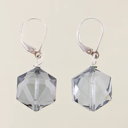 Örhängen med grå stenar 35x14,1mm, en ögla skev, silver 925/1000 Vikt: 6,2 g