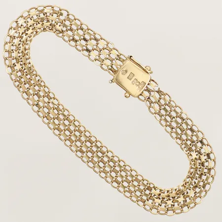 Armband X-länk längd ca 19,5cm bredd 8,8mm defekt, låsåtta saknas 18K Vikt: 10,9 g