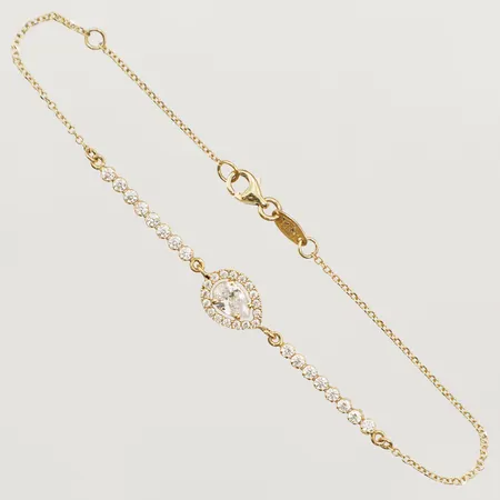 Armband med vita stenar 18,5cm 14K Vikt: 2 g