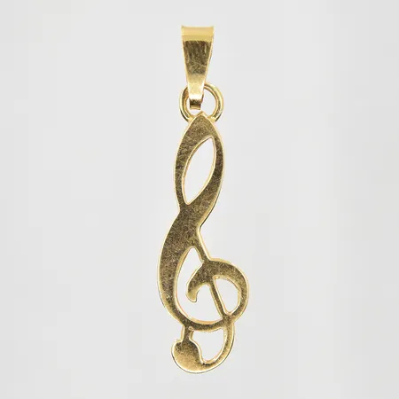Hänge i form av G-klav längd 30mm, bredd 8mm, 18K. Vikt: 0,9 g