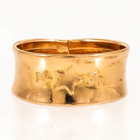 Doserad ring Guldfynd med stjärnor stl:17½ bredd 5,5-8,5mm, ojämnheter, 18K 2,2g.