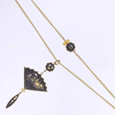 Collier mässing med asiatiskt motiv längd 38cm 1900-tal