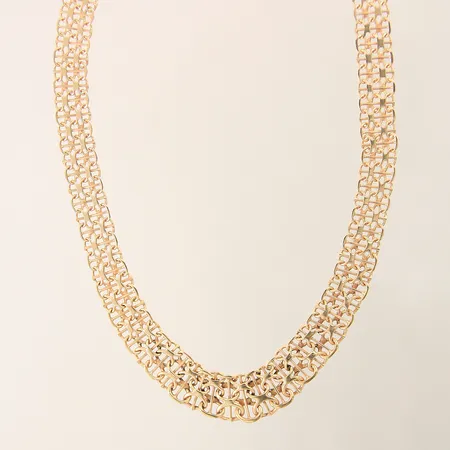 Collier doserad X-länk med stav längd 38cm bredd 9-12mm 18K Vikt: 26,9 g